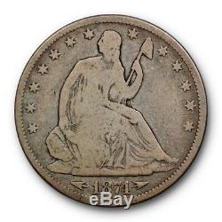 1874 CC Seated Liberty Half Dollar Very Good VG Carson City Mint
