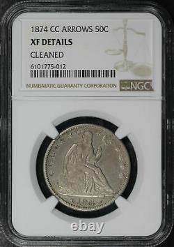 1874-CC Seated Liberty Half Dollar with Arrows NGC XF Details Cleaned
