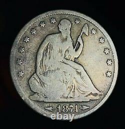 1874 S Seated Liberty Half Dollar 50C Arrows Ungraded 90% Silver US Coin CC12290