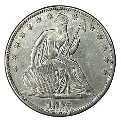 1875 50C Seated Liberty Half Dollar AU Details #