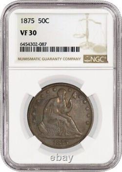 1875 50C Seated Liberty Half Dollar Silver NGC VF30 Very Fine Circulated Coin