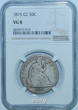 1875 CC NGC VG8 Seated Liberty Half Dollar