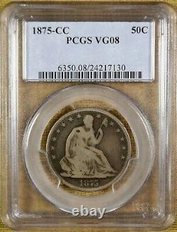 1875-CC PCGS VG08 Seated Half Dollar Better Date