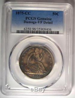 1875-CC Seated Liberty Half Dollar 50C Coin Certified PCGS VF Details