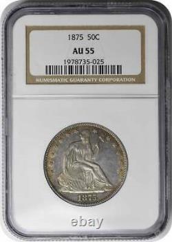 1875 Liberty Seated Silver Half Dollar AU55 NGC