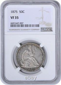 1875 Liberty Seated Silver Half Dollar VF35 NGC
