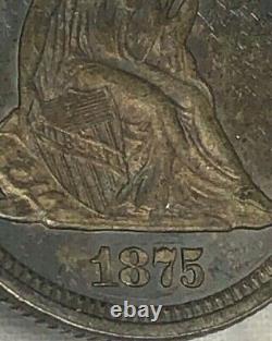 1875 PCGS MS62 Seated Liberty Silver Quarter 25c Toned Patina PCGS TrueView