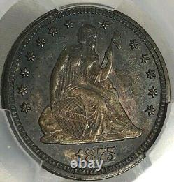 1875 PCGS MS62 Seated Liberty Silver Quarter 25c Toned Patina PCGS TrueView