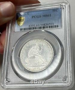 1875-S Seated Liberty Half Dollar PCGS MS61 Blast White with Luster! PQ
