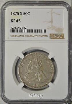 1875 Seated half dollar, NGC XF45