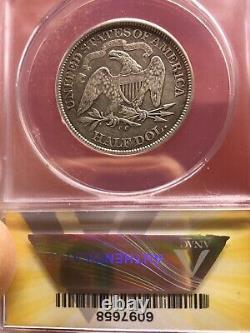 1875-cc Liberty Seated Half Dollar Anacs Certified Xf-45 Details