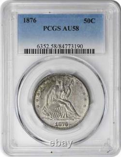 1876 Liberty Seated Silver Half Dollar AU58 PCGS