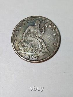 1876 P Seated Liberty Silver Half Dollar A Centennial Coin Looks Xf, Low Mintage