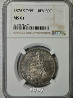 1876 S Seated liberty half dollar, NGC MS61