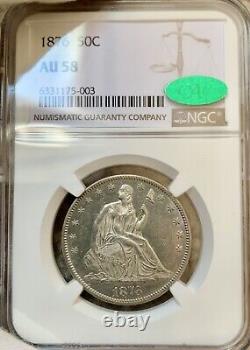 1876 Seated Liberty 50c NGC AU58 CAC PROOF-LIKE Gorgeous Mirrored Fields