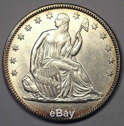 1876 Seated Liberty Half Dollar 50C Coin Uncirculated Details Rare Coin