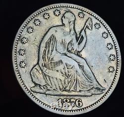 1876 Seated Liberty Half Dollar 50C Ungraded Centennial Silver US Coin CC15152