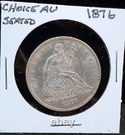 1876 Seated Liberty Silver Half Dollar Choice Au In Cardboard Flip Ol1