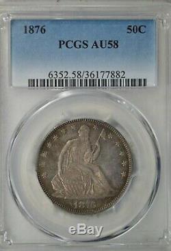 1876 Seated half dollar, PCGS AU58