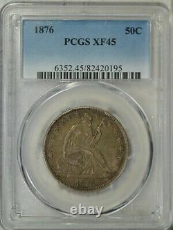 1876 Seated half dollar, PCGS XF45