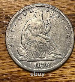 1876-cc Seated Liberty half dollar, VF, scarce date