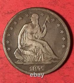 1877 S Seated Liberty Half Dollar 50C Silver Coin