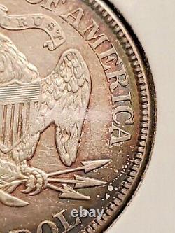 1877 Seated Liberty Half Dollar 50C, About Uncirculated AU Nice Toning