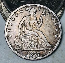1877 Seated Liberty Half Dollar 50C Ungraded Choice Good Silver US Coin CC10534