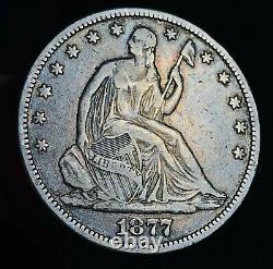 1877 Seated Liberty Half Dollar 50C Ungraded Choice Good Silver US Coin CC10534