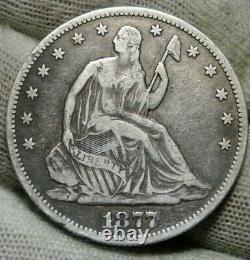 1877S Seated Liberty Half Dollar 50C Nice Coin, Free Shipping (762)