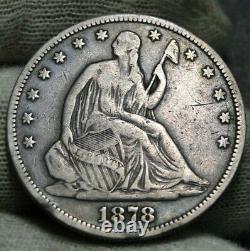1878 Seated Liberty Half Dollar 50C Nice Coin, Free Shipping (877)