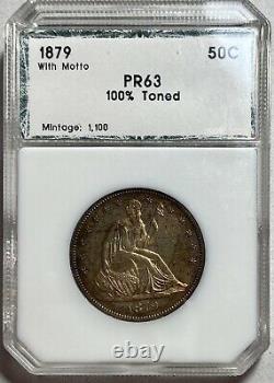 1879 Liberty Seated 50C Half Dollar With Motto Proof TONED