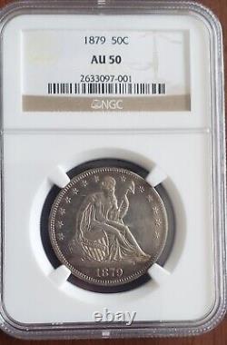 1879 Seated Liberty Half Dollar 50c NGC AU 50. A Beautiful Low Mintage Coin