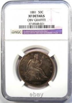 1881 Seated Liberty Half Dollar 50C Certified NGC XF Details Rare Date Coin