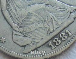 1881 Seated Liberty Half Dollar Very Rare Key Date Full Liberty Mintage 10,000