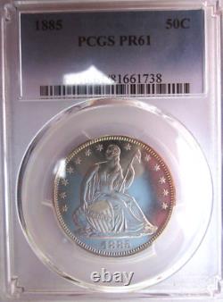 1885 Seated Liberty 50c Half Dollar Coin Pcgs-pr61 Very Nice Rare Mirror Proof