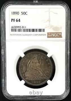 1890 Proof Seated Liberty Half Dollar graded PF 64 by NGC! Very nice toning
