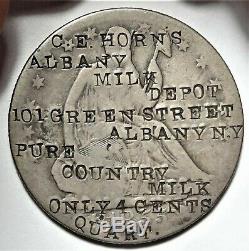 C E Horns Albany Milk Depot Counterstamp on 1855-O Liberty Seated Half Dollar