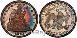 C6842- 1883 Proof Seated Liberty Half Dollar Pcgs Pr65 Rainbow 1,039 Minted