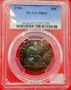 Incredible 1868 Proof Liberty Seated Half. PCGS PF65. Only 2 Graded Higher