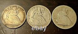Lot Of (3) Seated Liberty Siver Half Dollars
