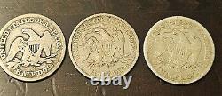 Lot Of (3) Seated Liberty Siver Half Dollars