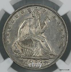 NGC AU50 1853 WITH ARROWS & RAYS SEATED LIBERTY SILVER HALF DOLLAR 50c (BC29)