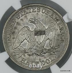 NGC AU50 1853 WITH ARROWS & RAYS SEATED LIBERTY SILVER HALF DOLLAR 50c (BC29)