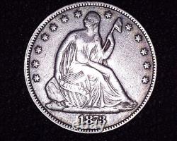 Nice 1873 P Seated Liberty Half Dollar V4 No Arrows Close 3 Age Toned # H063