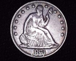 Nice 1873 P Seated Liberty Half Dollar V4 No Arrows Close 3 Age Toned # H063