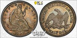 RARE 1849 Seated Liberty Half Dollar WB-9 Doubled Date PCGS AU58 TONED