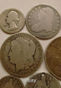 Silver lot 1890 o morgan peace dollar 1817 bust half seated quarter mercury dime