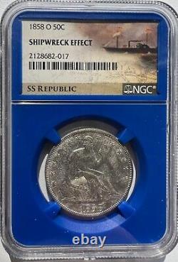 Ss Republic 1858 O Shipwreck Effect Liberty Seated Half Dollar Treasure Coin