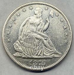 United States 1875 50c Seated Liberty Half Dollar Almost Uncirculated +